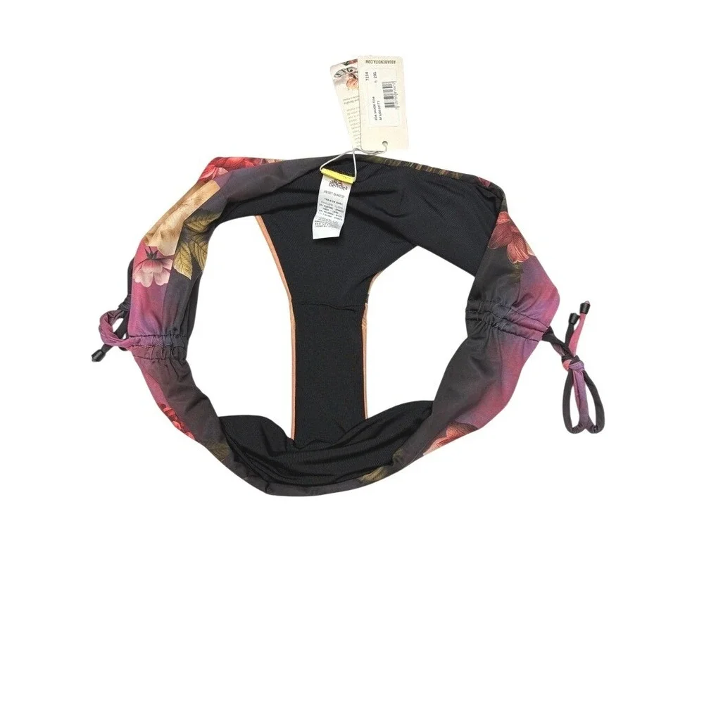 Agua‎ Bendita Erielle Eda Shade Bikini Swim Bottom 2XL Floral Pink Black Beach